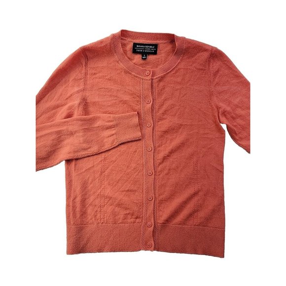 Banana Republic Todd & Duncan Women's S Orange Cashmere Knit Cardigan Sweater - Picture 1 of 7